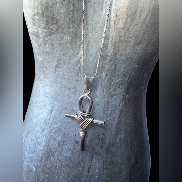 TL-TC Sterling Silver Ankh Cross Unisex Mens Necklace Woman’s Necklace Jewelry - Picture 6 of 8